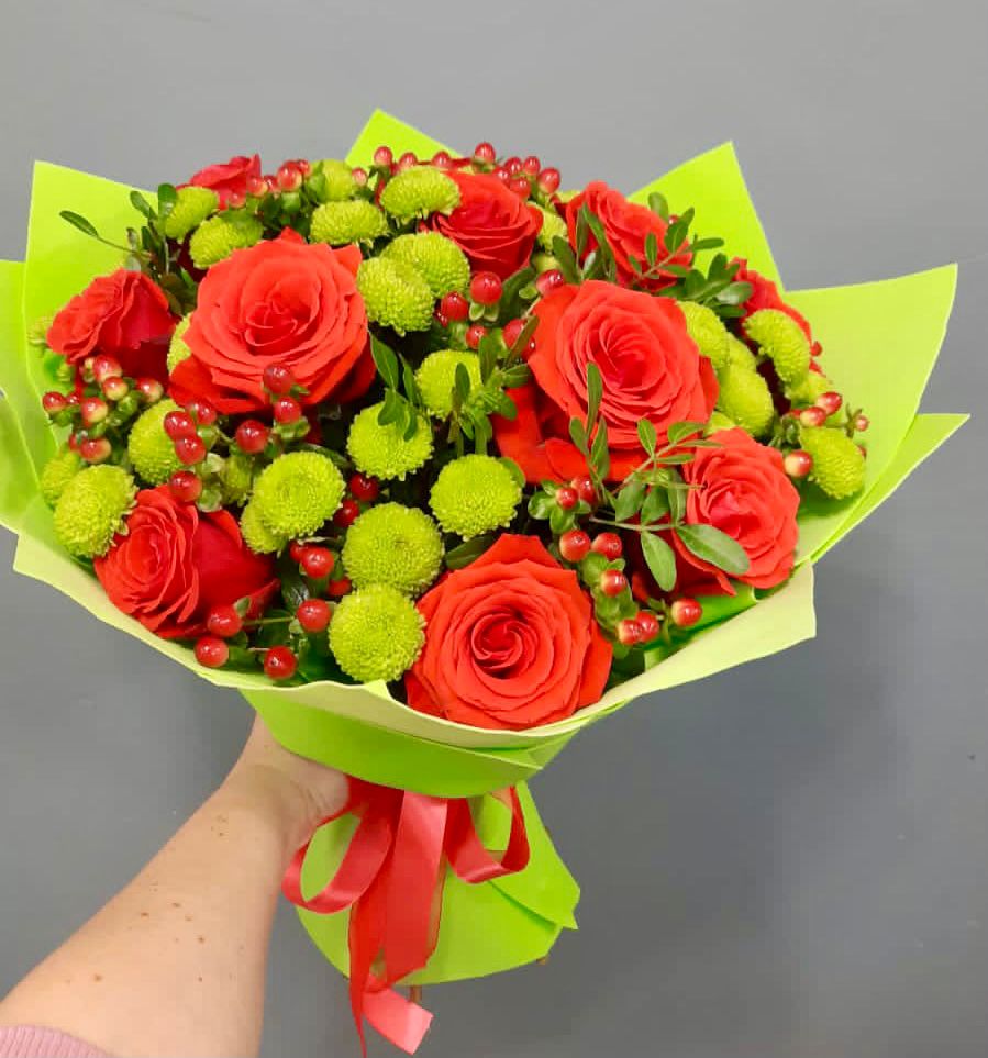 Букет цветов из: Хризантемы и Розы в Шумский