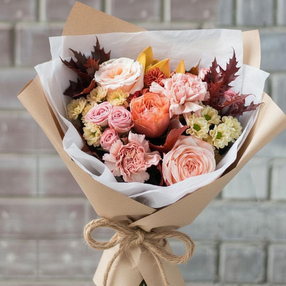 Букет цветов из: Гвоздики, Хризантемы и Розы в Шумский