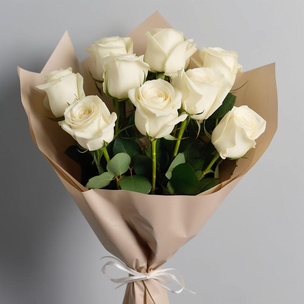 Букет 9 Белых роз Эдлесс Лав в Шумский