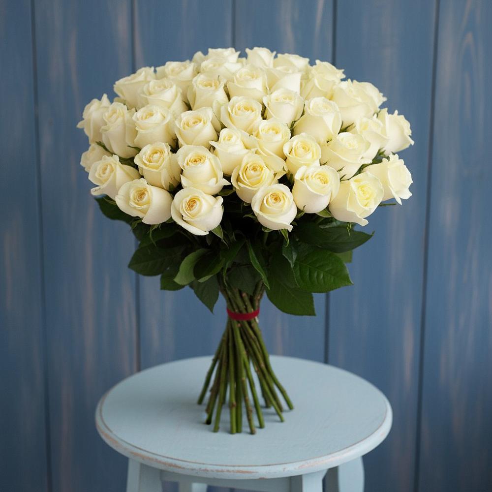 Букет 51 Белая роза Эдлесс Лав в Шумский