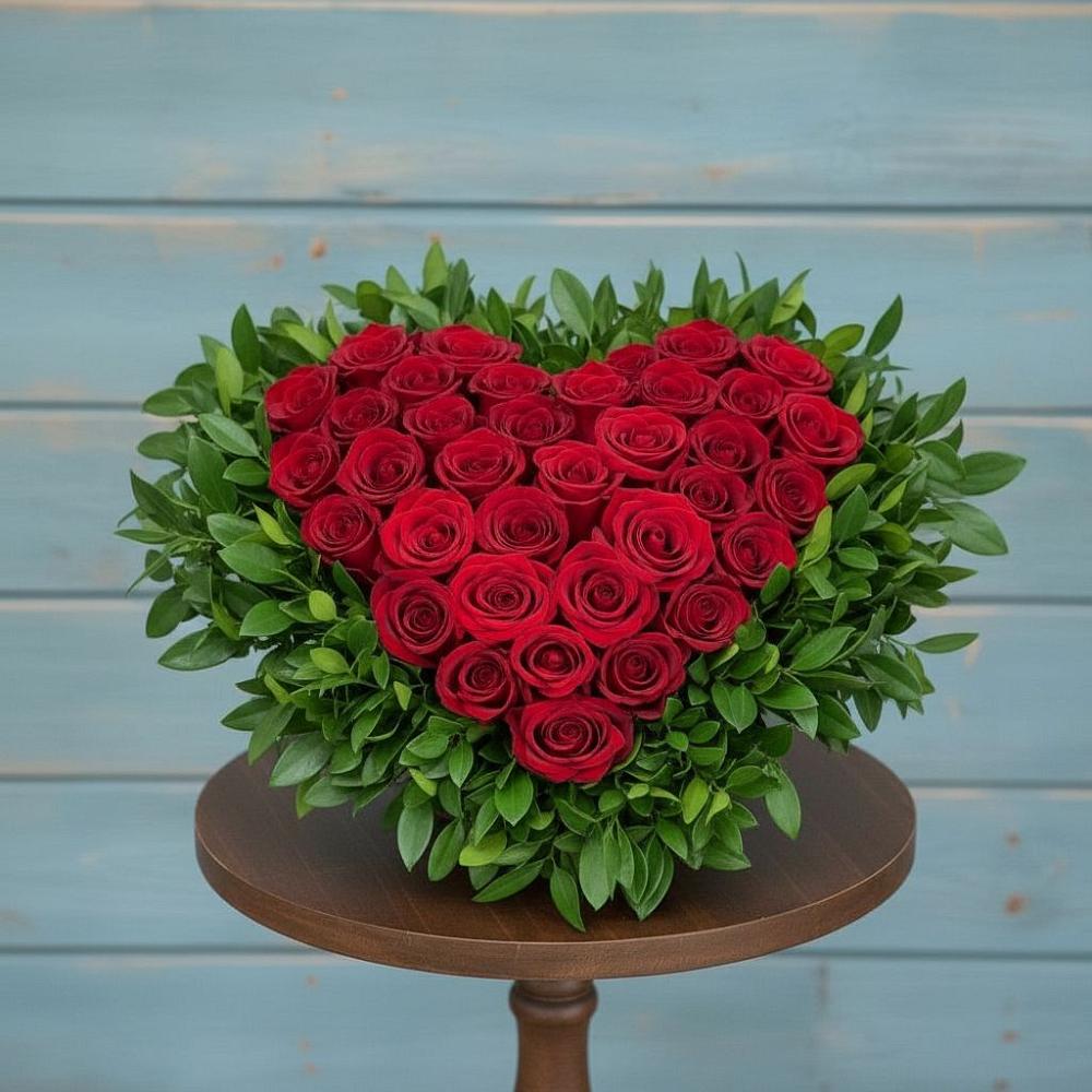 Цветочная композиция из Розы в виде сердца в Шумский