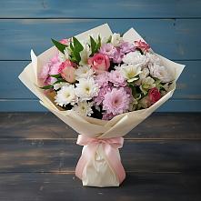 Букет цветов из:  Хризантемы, Альстромерии и Розы в Шумский