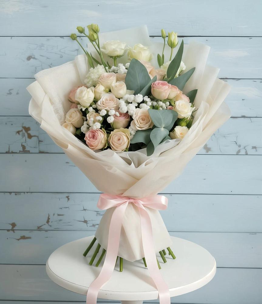 Букет цветов из: Розы и Лизиантусы в Шумский