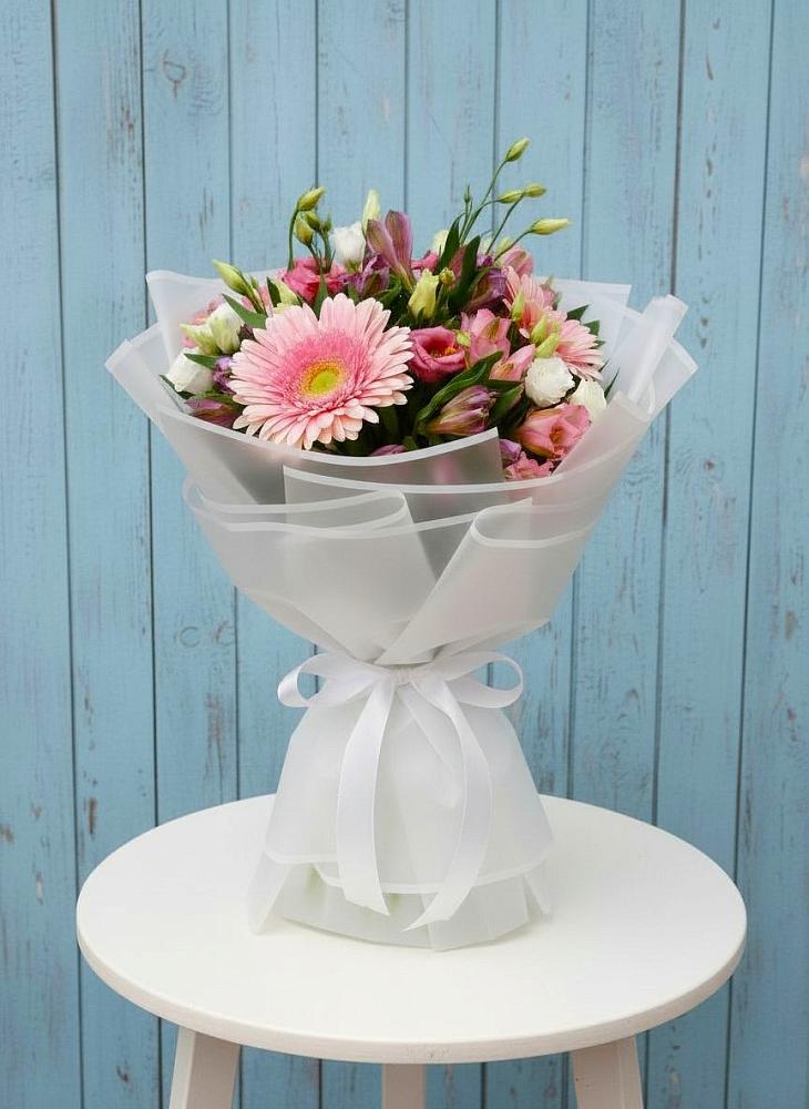 Букет цветов из: Герберы, Альстромерии и Лизиантусы в Шумский