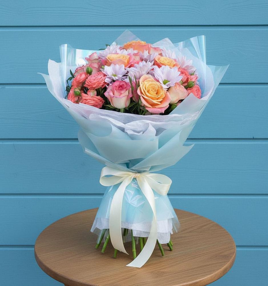 Букет цветов из: Хризантемы и Розы в Шумский